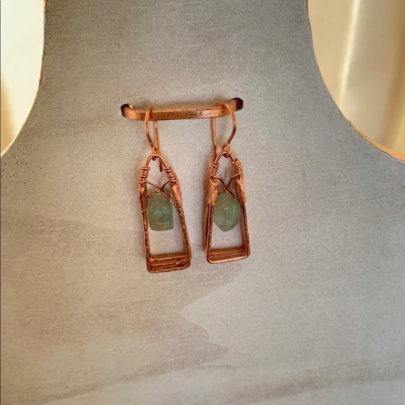 Aquamarine Nuggets Copper 3D Earrings - Picture 6 of 8